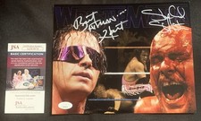 STONE COLD STEVE AUSTIN & BRET HITMAN HART Signed WRESTLEMANIA 8x10 w/JSA COA