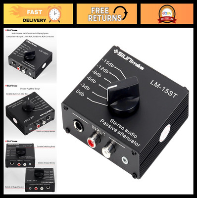 Adjustable Audio Attenuator Box - RCA/AUX 1/4'' & 1/8'' Passive Stereo Inline for