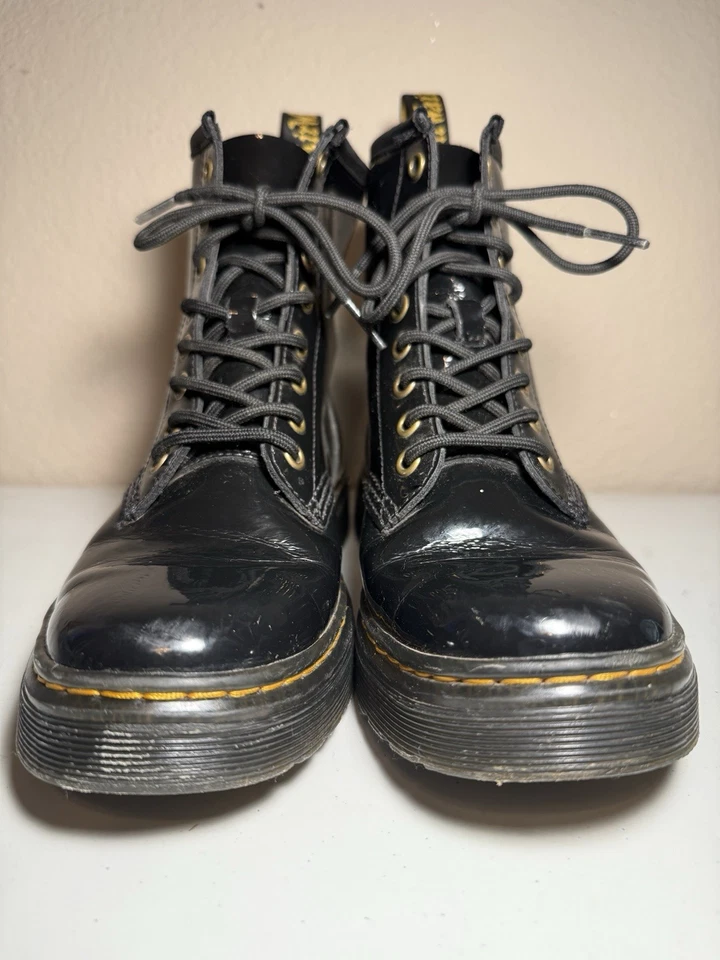 Botas de combate con cordones de charol negro talla US 6L Doc Martens DMs 1460 para mujer Foto 2 de 4