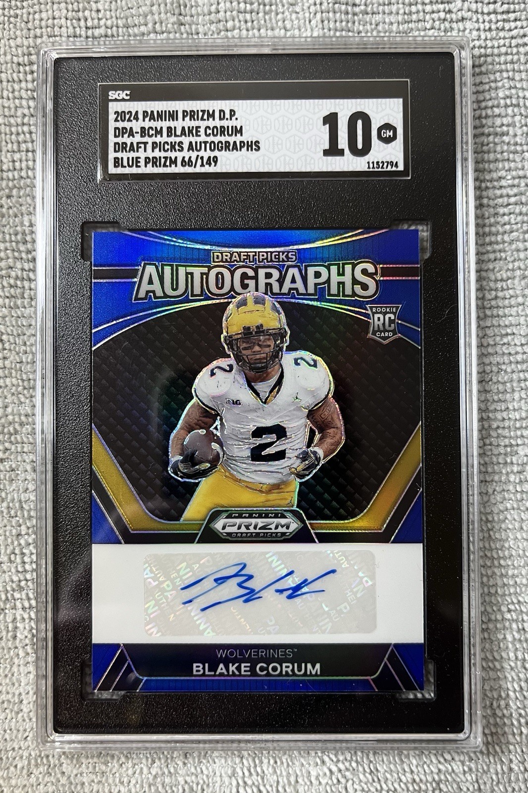 2024 Panini Prizm DP Blake Corum Blue Prizm Rookie Auto /149