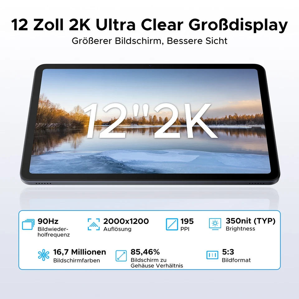 DOOGEE U12 Android 16 Tablet 12 Zoll 24GB+128 GB 9000mAh Gaming Tablet 2025 Set - Bild 3 von 4