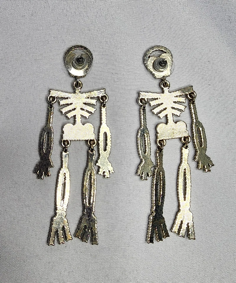 Brincos de esqueleto de strass de cristal pendurado - Imagem 2 de 2