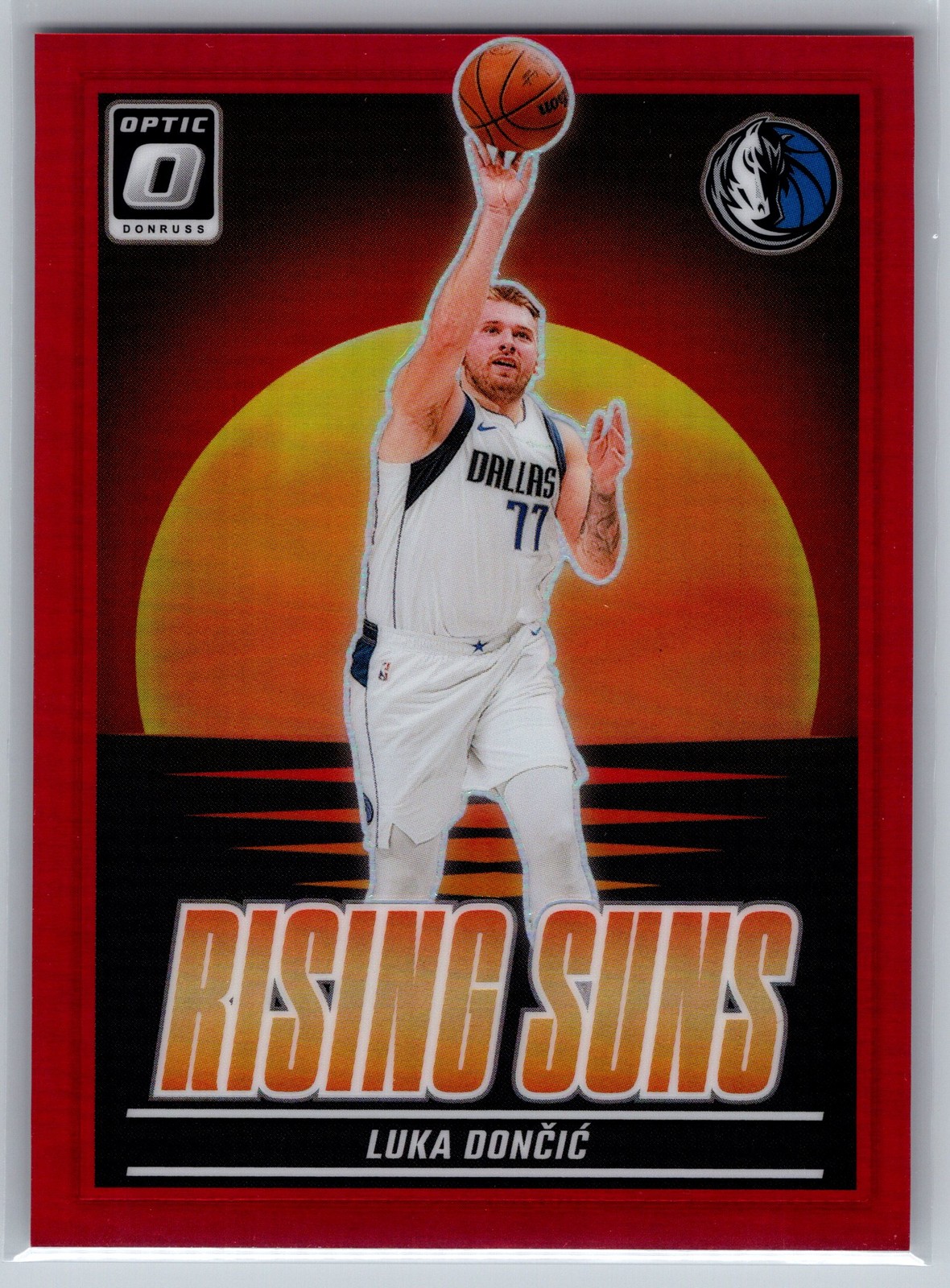 2024 Donruss Optic Luka Doncic Rising Suns Red /99 #4 Dallas Mavericks
