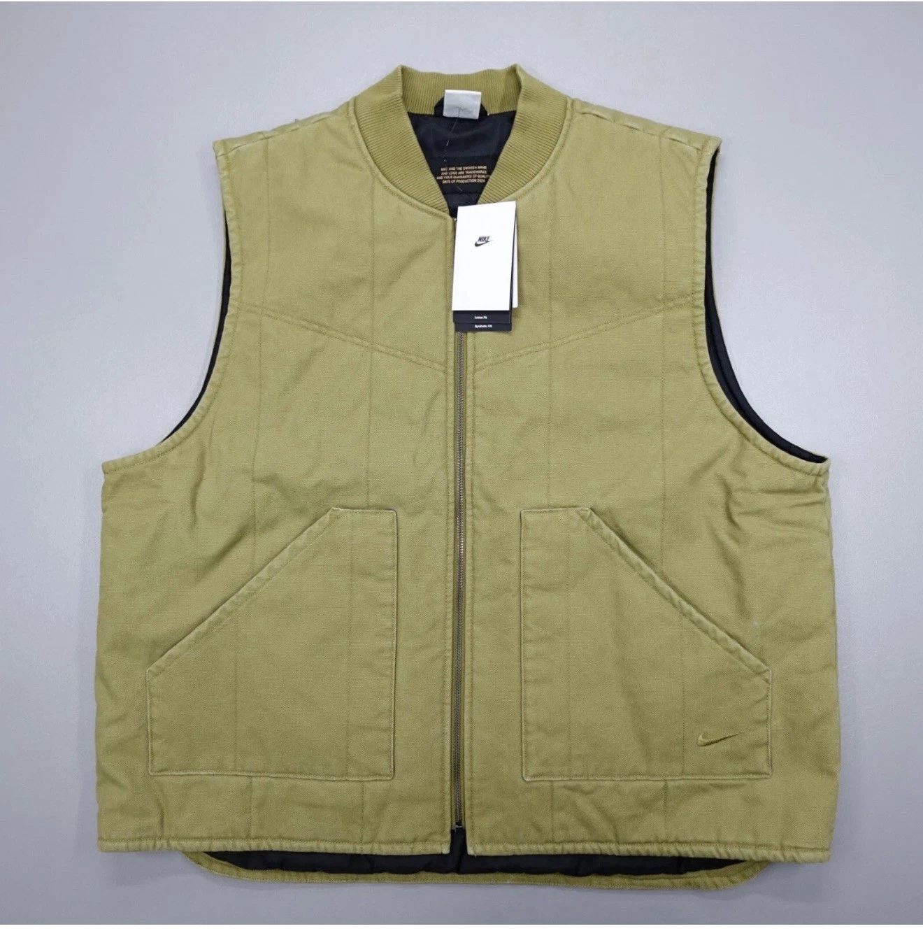 Nike Life Padded Vest FQ1861-307 Green Synthetic Fill Men’s Relaxed Size S (C5)