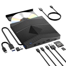 USB 3.0 External CD/DVD Drive for Laptop Mac Windows Slim 16mm Blu-ray Burner