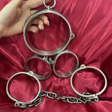 Heavy Stainless Steel Hand Wrist Ankle Neck Collar Cuffs Couples Lock Choker SM