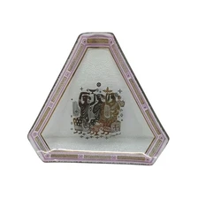 Vintage Georges Briard Triangular Glass Dish Olympia Pattern MID CENTURY HTF 7"