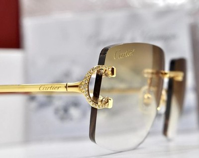 PICCADILLY randlose CARTIER Sonnenbrille Occhiali Gestell Anpassen Diamanten Big C