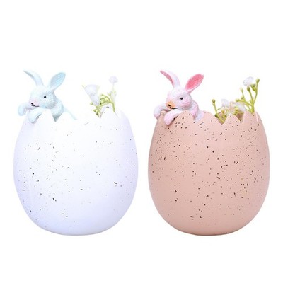 Osterhase Ei Dekoration süßer Harzhase in Eierschalen Figuren Wohndeko
