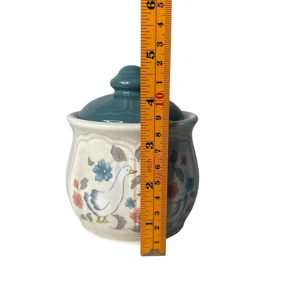 Vintage Country Classics Japan Sugar Bowl Goose Duck Floral Geese 1980 Farmhouse - Image 4 of 4