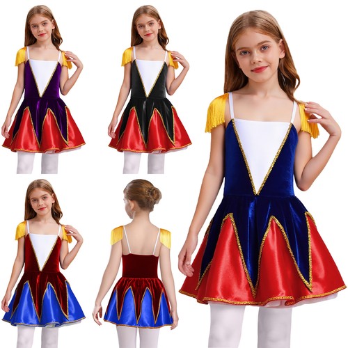 Kids Girls Ringmaster Fancy Dress Halloween Majorette Tassels Dance Leotard - Picture 7 of 87