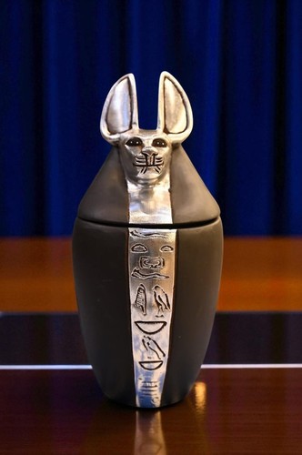 Seltene altägyptische Anubis Glas Statue - Schakal Gott des Jenseits - Artefakt v. Chr. - Bild 2 von 8