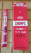 Chomps Grass-Fed Finished Original Beef Jerky Snack Sticks 10-Pack-Keto 03/11/26