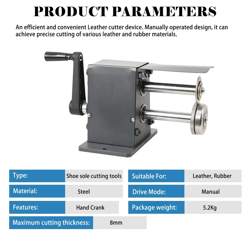 Herramienta cortadora de suela de zapato de manivela manual de 8 mm hágalo usted mismo fabricación de zapatos para corte de goma de cuero Foto 3 de 4
