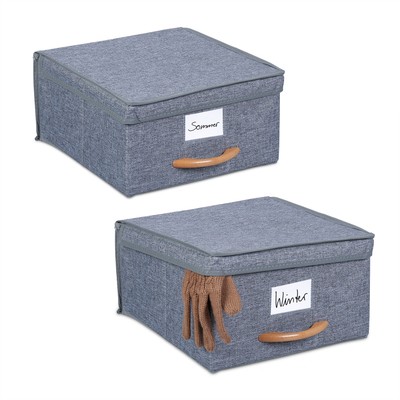 Aufbewahrungsbox Aufbewahrungskorb Faltbox mit Deckel Ordnungsbox 12 l grau