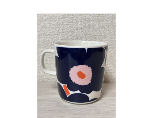 Marimekko Unikko Becher 400ml Dunkelblau Orange 【 Limitiert Asien 】 Keramik Küche - Bild 2 von 5