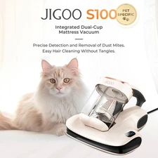 JIGOO S100 Anti-mite Vacuum Cleaner Smart Dual-Cup 12KPa 99.9% Mite Elimination