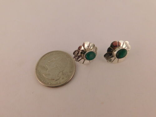 MALACHIT STERLINGSILBER CONCHO OHRRINGE NAVAJO - Bild 2 von 11