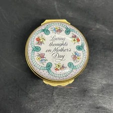 Vintage Halcyon Days Enamels Trinket Box Mother's Day 1990 Flowers ENGLAND