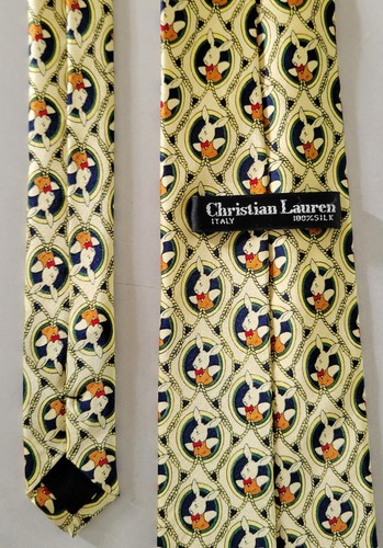 Christian Lauren Italy Mens 100% Silk Neck Tie Rabbit Bunny Medallion Print 57" - Picture 14 of 15