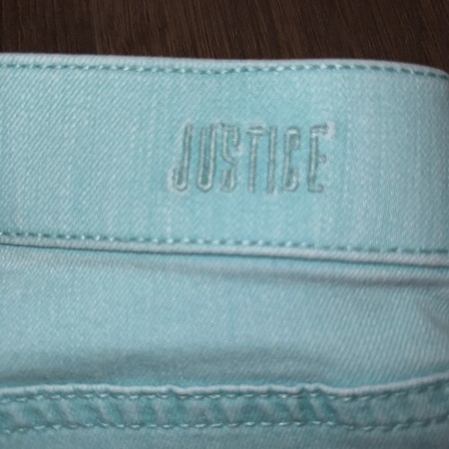 Justice Girls Ankle Jeggings Mid Rise Sz 10 Teal Blue Pull on Pant - Picture 4 of 4