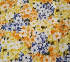 Passion BTY Pat Smith Kings Road Yellow Periwinkle Orange Packed Floral