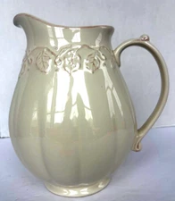 Longaberger Pottery Embossed Vine Leaf Leaves Large Pitcher Ivory 9" Looks New!