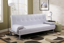 SOFA' DIVANO LETTO 3 POSTI RECLINABILE ECOPELLE BIANCO DOPPIO 194X110 CONTRASSEG