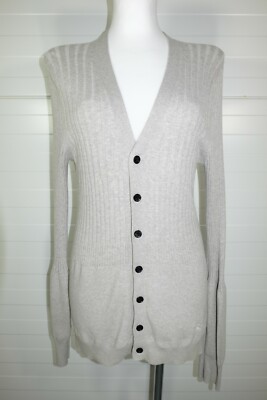Burberry Brit Gray Long Cotton Cashmere Blend Cardigan Size L
