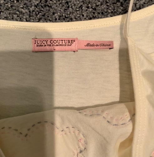 Juicy Couture original Y2K Pajama top Cloud Sleep tank Pink Scotty Dog sequins - Picture 4 of 10
