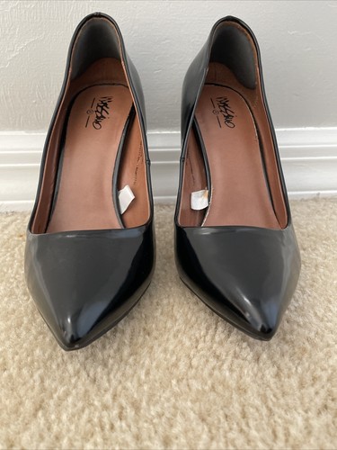 Mossimo Heels Women Size 7.5 Solid Black High Heels Patent Pump 4 Inch Heel - Picture 6 of 9