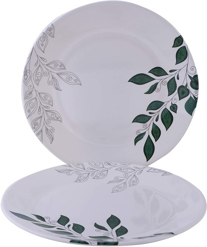Leaves Print Unbreakable Full Dinner Plates(Set of 4 Plates)&4 Bowls- Multicolor - Picture 3 of 4