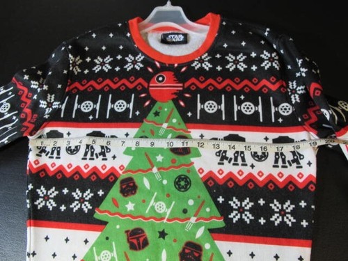 Think Geek 2019 100% Poly Star Wars Themed Christmas Sweater Unisex sz S Blk Red - Picture 5 of 6