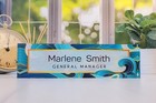 Personalisierte klare Acryl Plakette Namensschild für Schreibtisch Büro Sea Wave CAB27BC