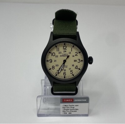 Timex Men's Expedition Scout 40mm Watch, Green/Natural/Black 20mm Fabric Strap