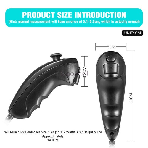 2 Pack Wii Nunchuck of Black Nintendo nunchucks for Nintendo Wii or Wii U Remote - Picture 30 of 52