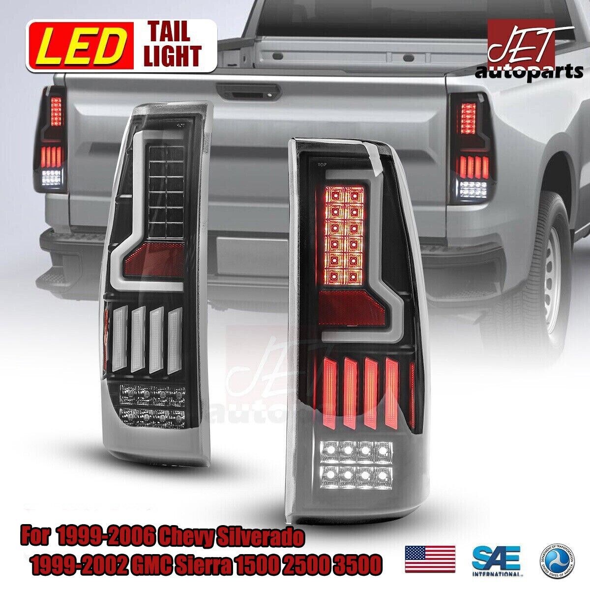 LED Tail Lights for 1999-2006 Chevy Silverado & 99-02 GMC Sierra 1500/2500/3500