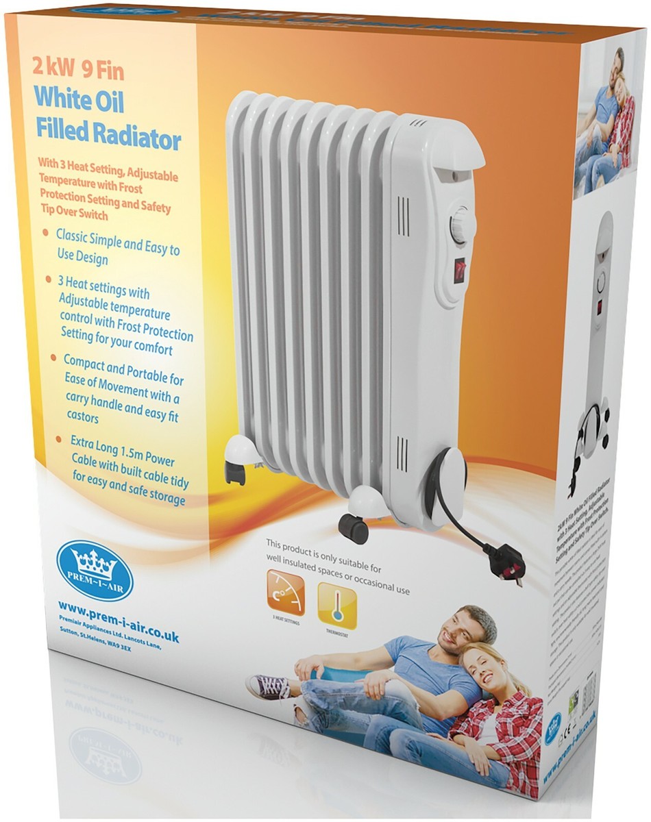 Prem-I-Air White Modern Portable Electric Curved Oil Filled Radiator Heater  -NEW | eBay