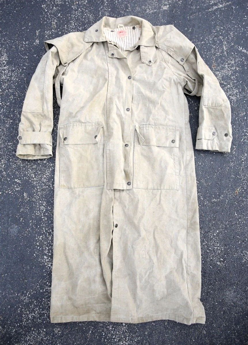 Vintage Australian Outback Collection Jacket Mens Small Tan Duster Trench  coat