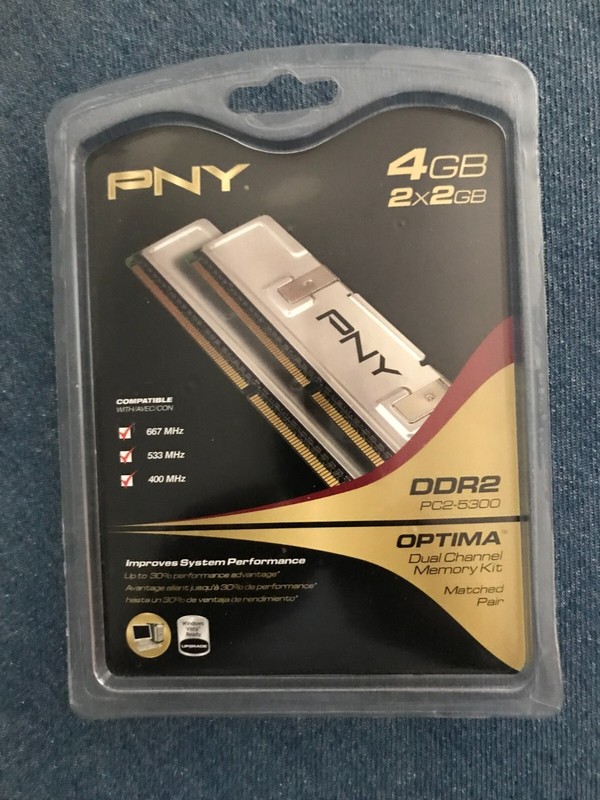 PNY - OPTIMA 2GB DDR2 PC2-5300 2x2GB 4gb MEMORY KIT
