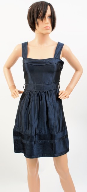 navy blue silk dress short