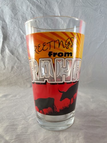 Greetings from Rahr & Sons Beer Pint Glass 6" Fort Worth Texas - Picture 1 of 8