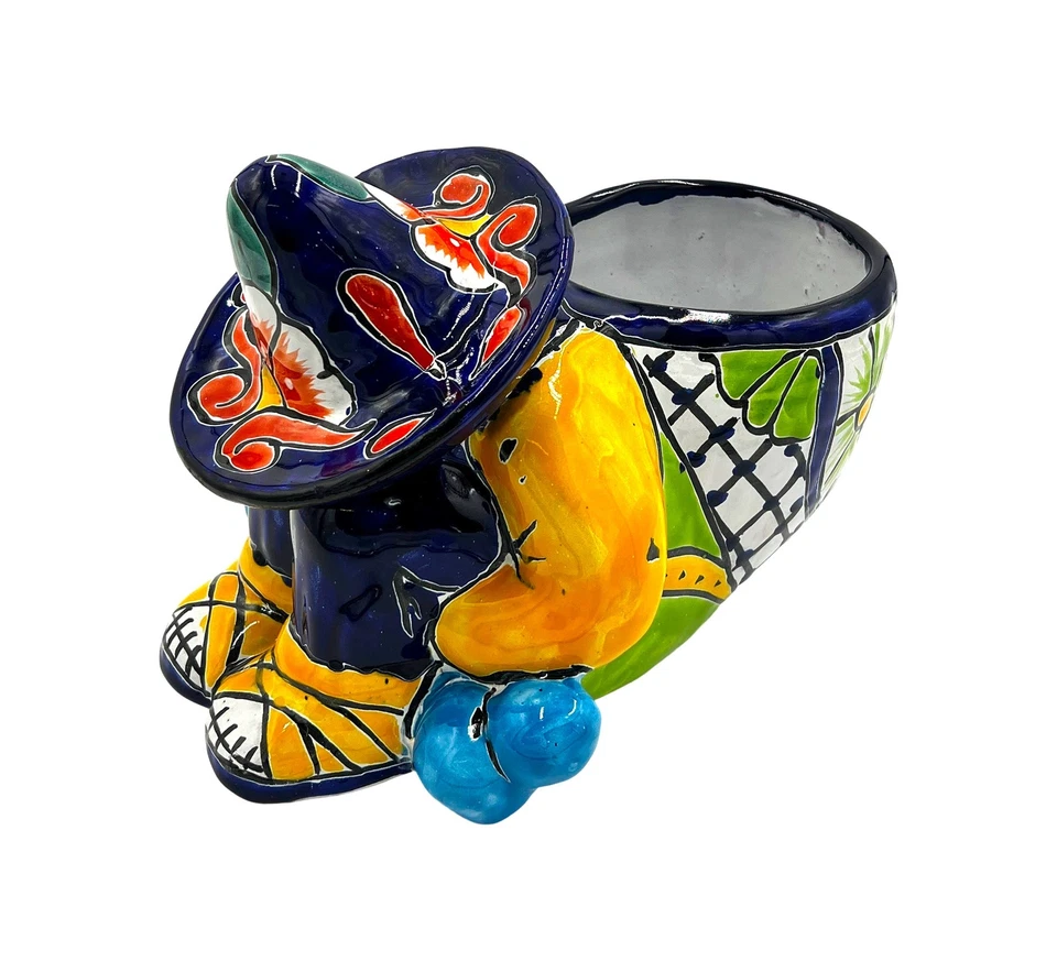 Maceta mexicana de siesta Talavera (granjero dormido) pintada a mano - CO VARIABLE Foto 2 de 4