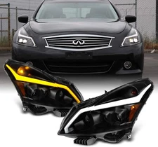 For 2010-2013 G37/G25 2015 Q40 Sedan LED Sequential LED Signal Tube Headlights