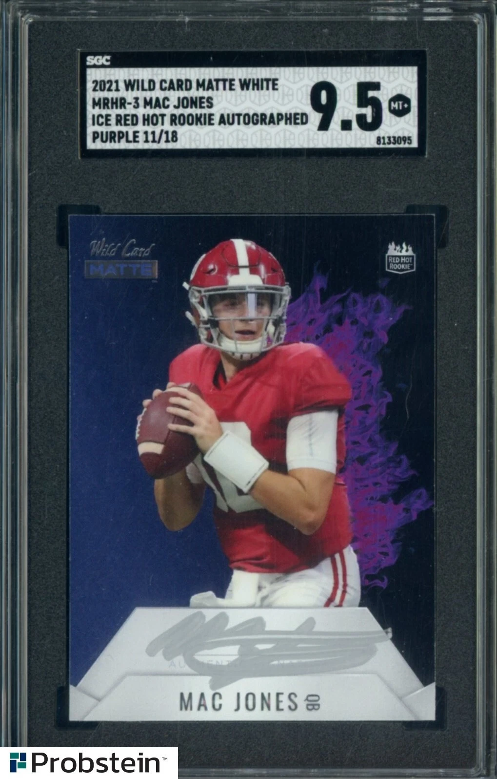 Mac Jones Wild Card Matte Red Premier Edition Red Hot Rookie Autographs #MRHR3 Purple