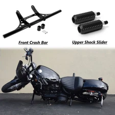 Front Guard Bar & Upper Shock Slider Full Set For Harley Sportster XL883C XL883L