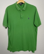 Polo Ralph Lauren Polo Shirt Mens Solid Green Short Sleeve Cotton Casual Size L