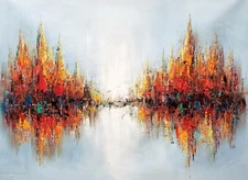 Abstract #3F-eb01,  36x48, 100% Hand Painted Oil Painting on Canvas