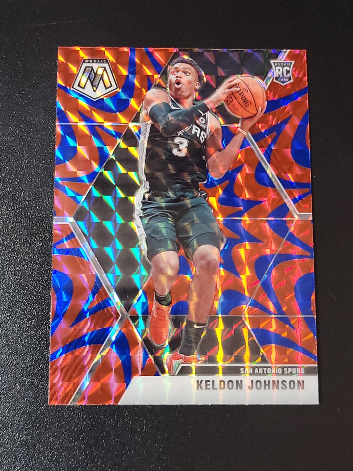 2019-20 Panini Mosaic Keldon Johnson RC Red Blue Reactive Rookie Card #238 Spurs