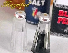 MINIATURE SALT & PEPPER SHAKERS for DOLLHOUSE KITCHEN or FAIRY GARDEN Silver Top